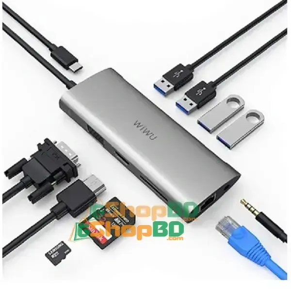 WiWU Alpha 11 In 1 USB C Hub Dual HDMI Port